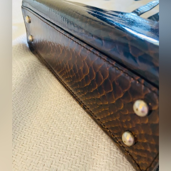 Genuine Leather Snake-Embossed with Silver Clasp closure. Made in France 🇫🇷 - Picture 7 of 12